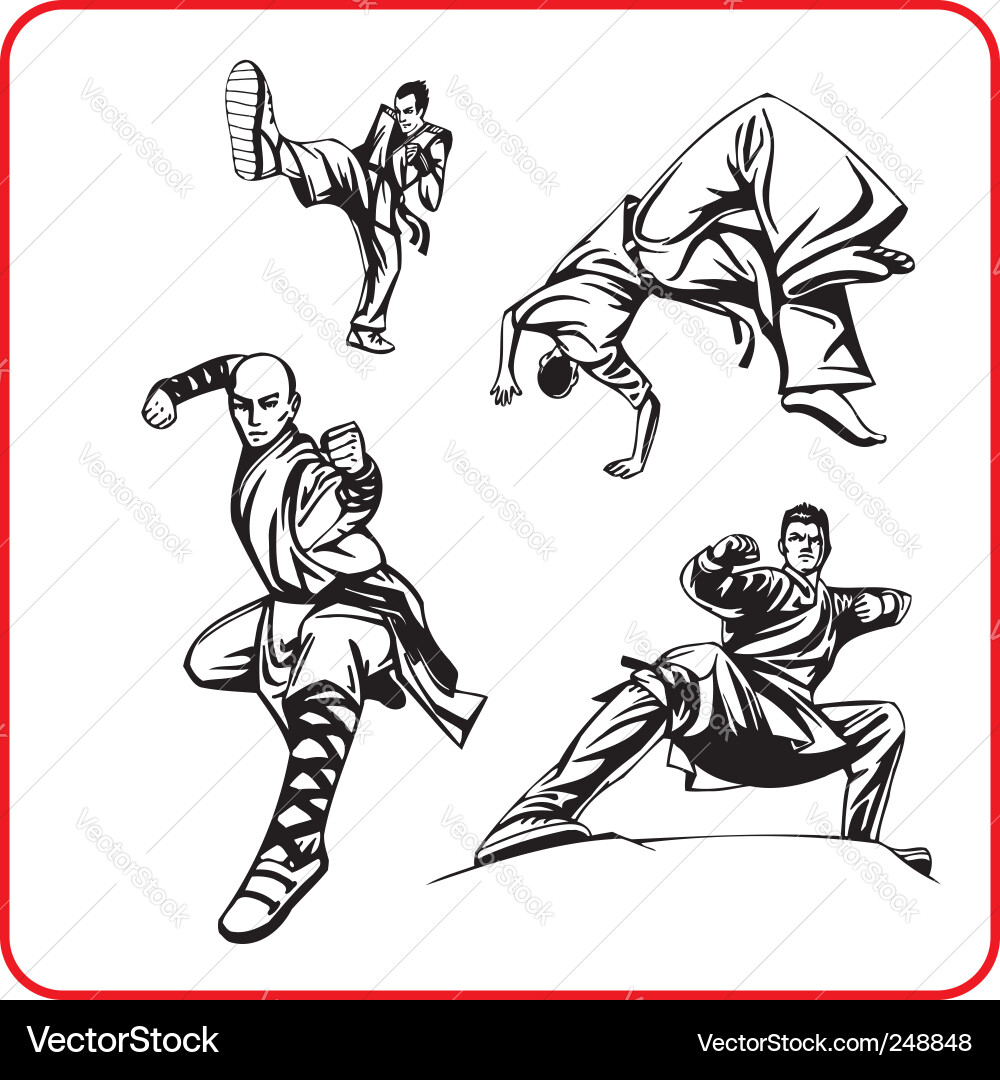 Dynamic Karate Action Vector Image