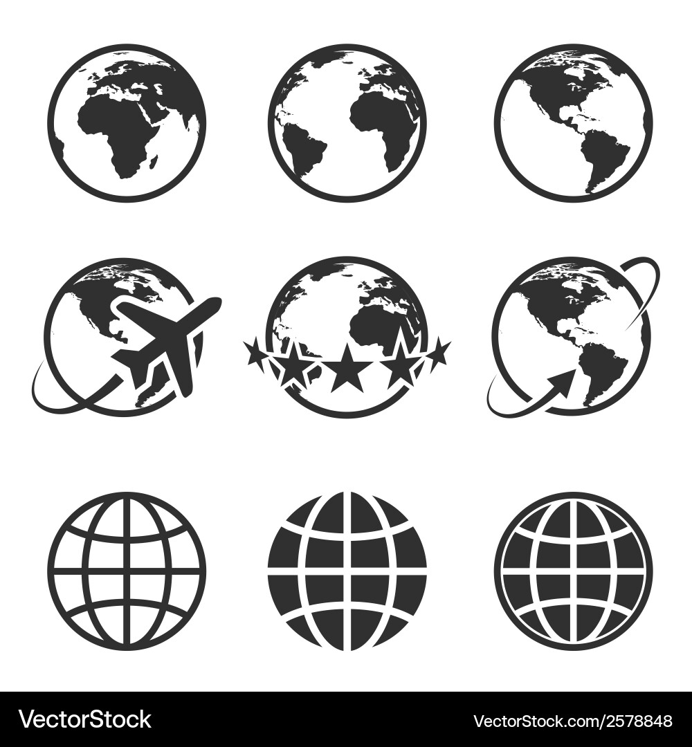 Earth Icons Set Vector Image