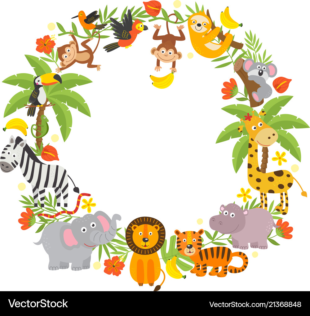 Frame with jungle animals vector image