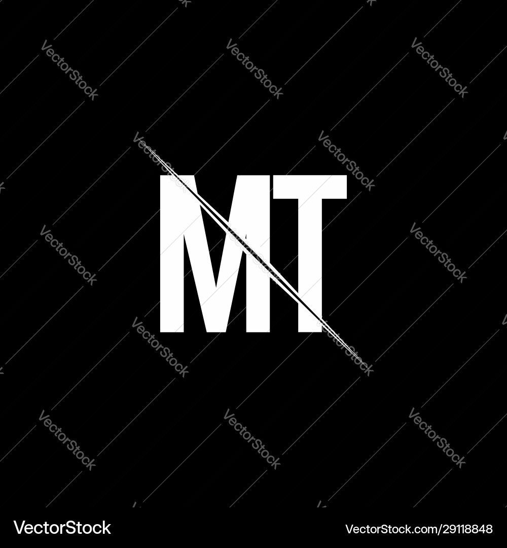 Mt logo monogram with slash style design template Mt logo monogram with slash style design template vector image