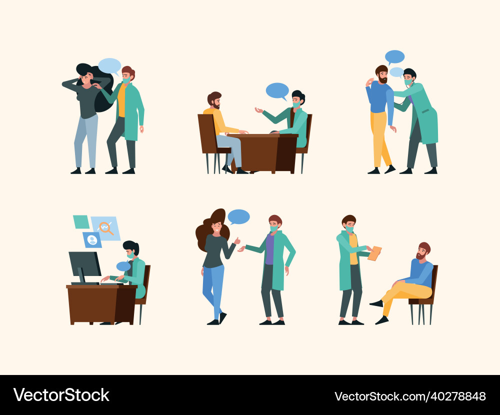 Patient and doctors medical consultation adults Patient and doctors medical consultation adults vector image