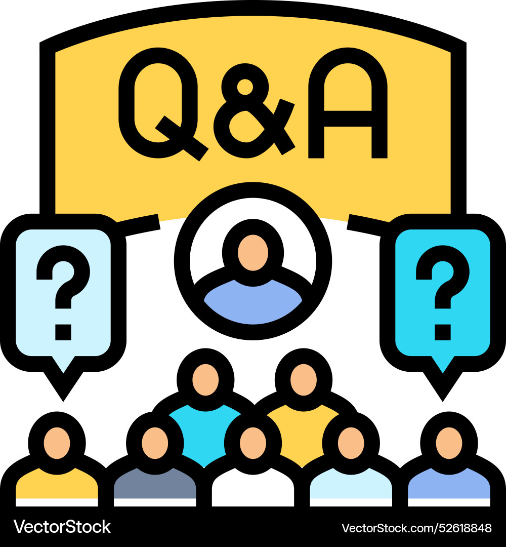 Qa session virtual conference color icon Qa session virtual conference color icon vector image