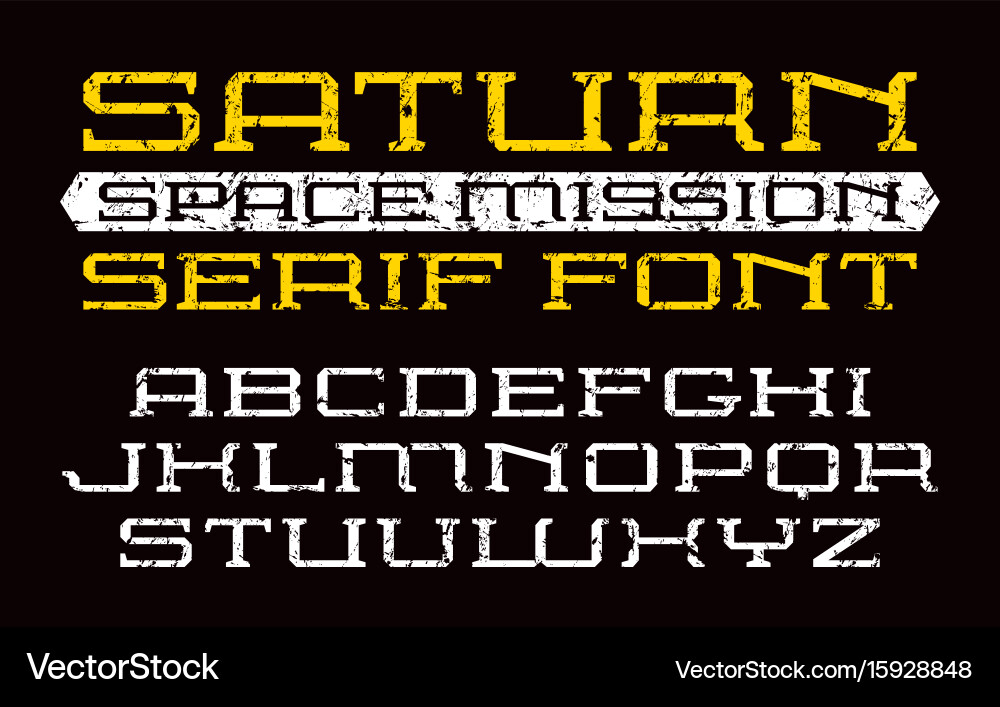 Square serif font in computer style vector image