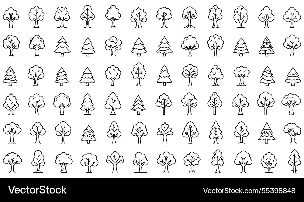 Tree icon big set of linear icons Tree icon big set of linear icons vector image