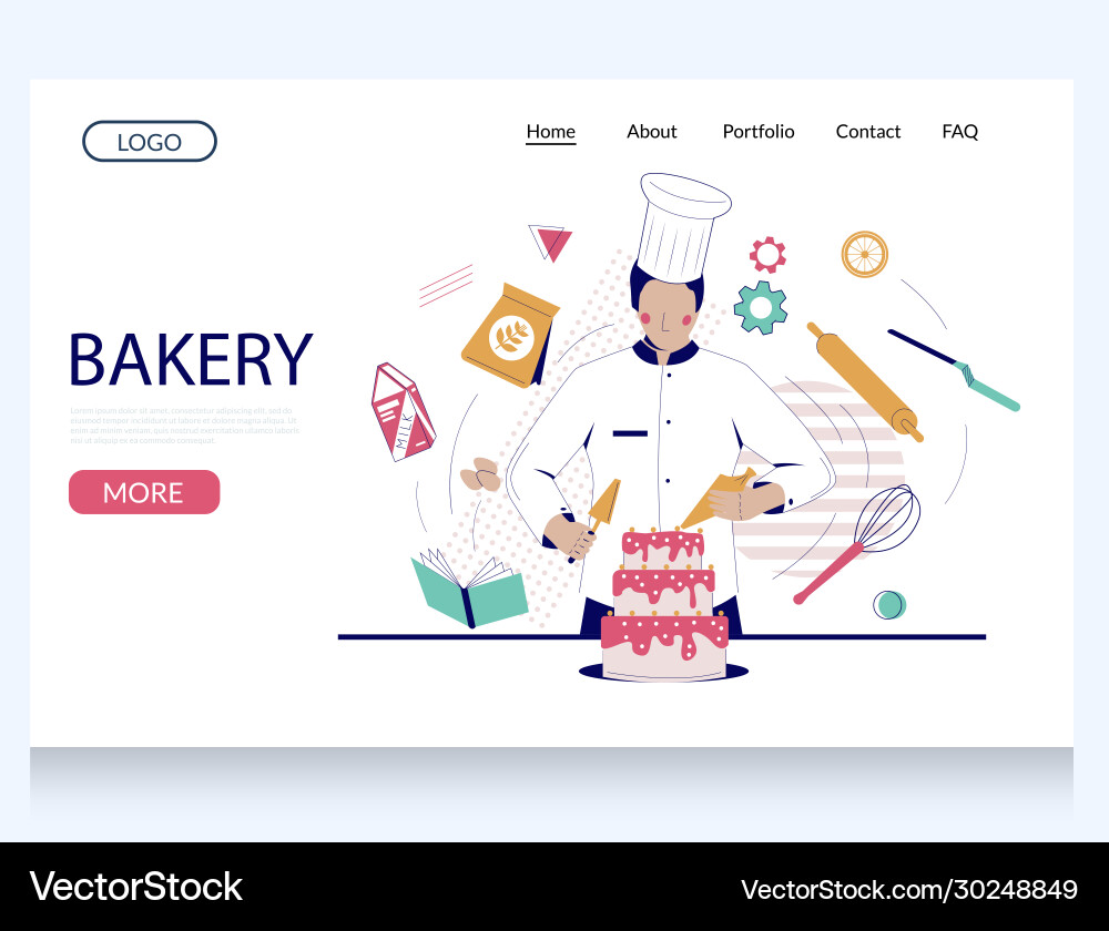 Bakery website landing page design template Bakery website landing page design template Vector Image
