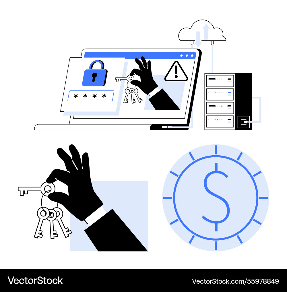Cybersecurity concept with key access password Cybersecurity concept with key access password vector image
