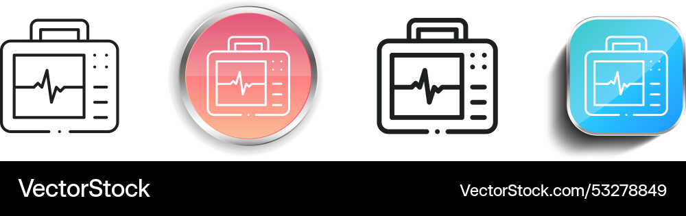 Defibrillator icon thin linear regular and button Vector Image