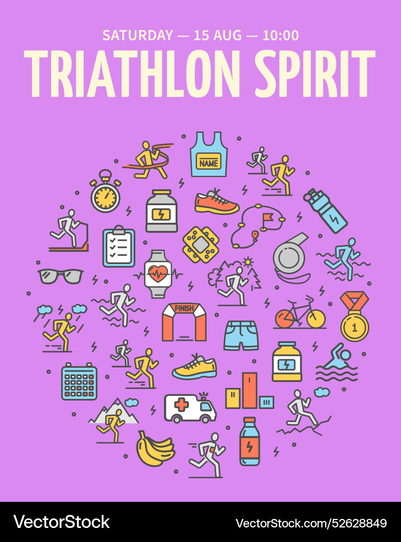 Marathon Triathlon Geist Konzept vertikal Marathon Triathlon Geist Konzept vertikal vektorbild