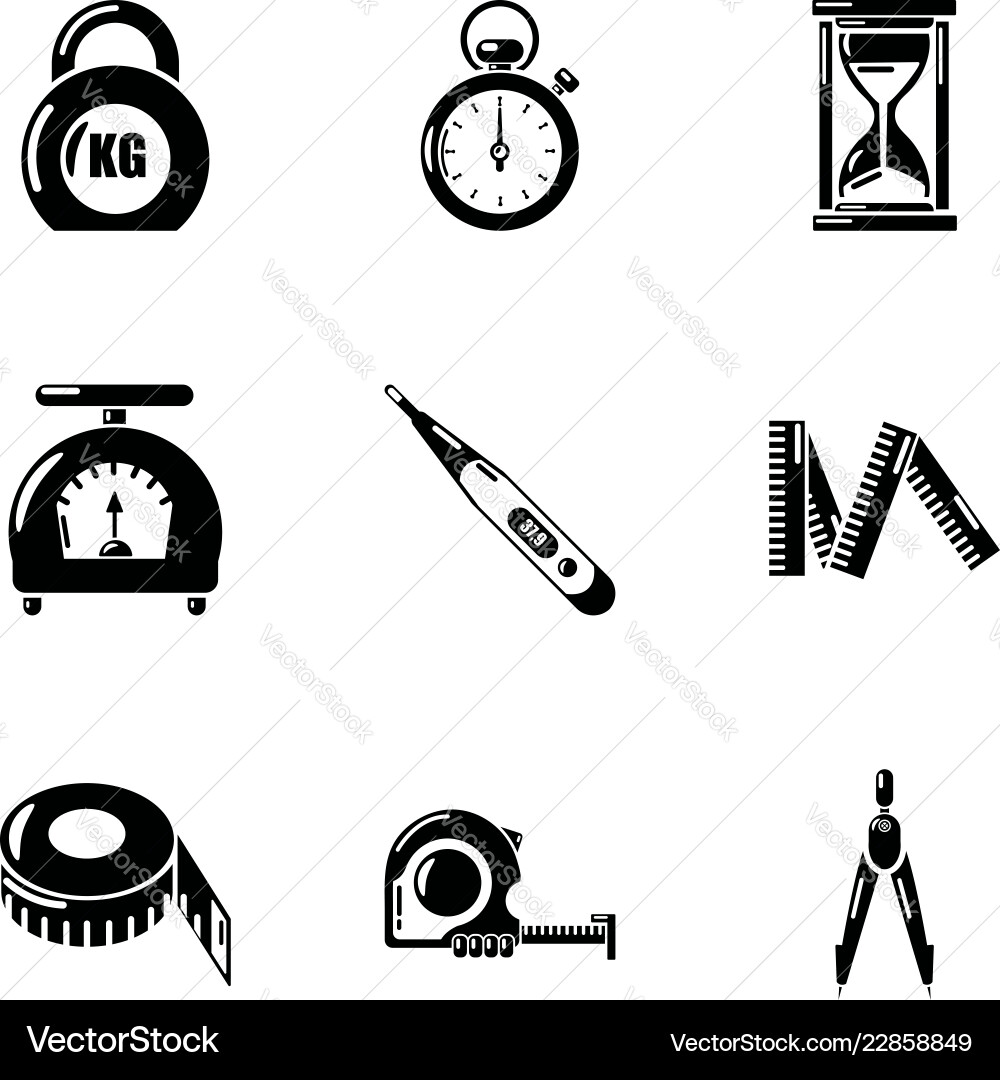 Meter icons set simple style Meter icons set simple style Vector Image