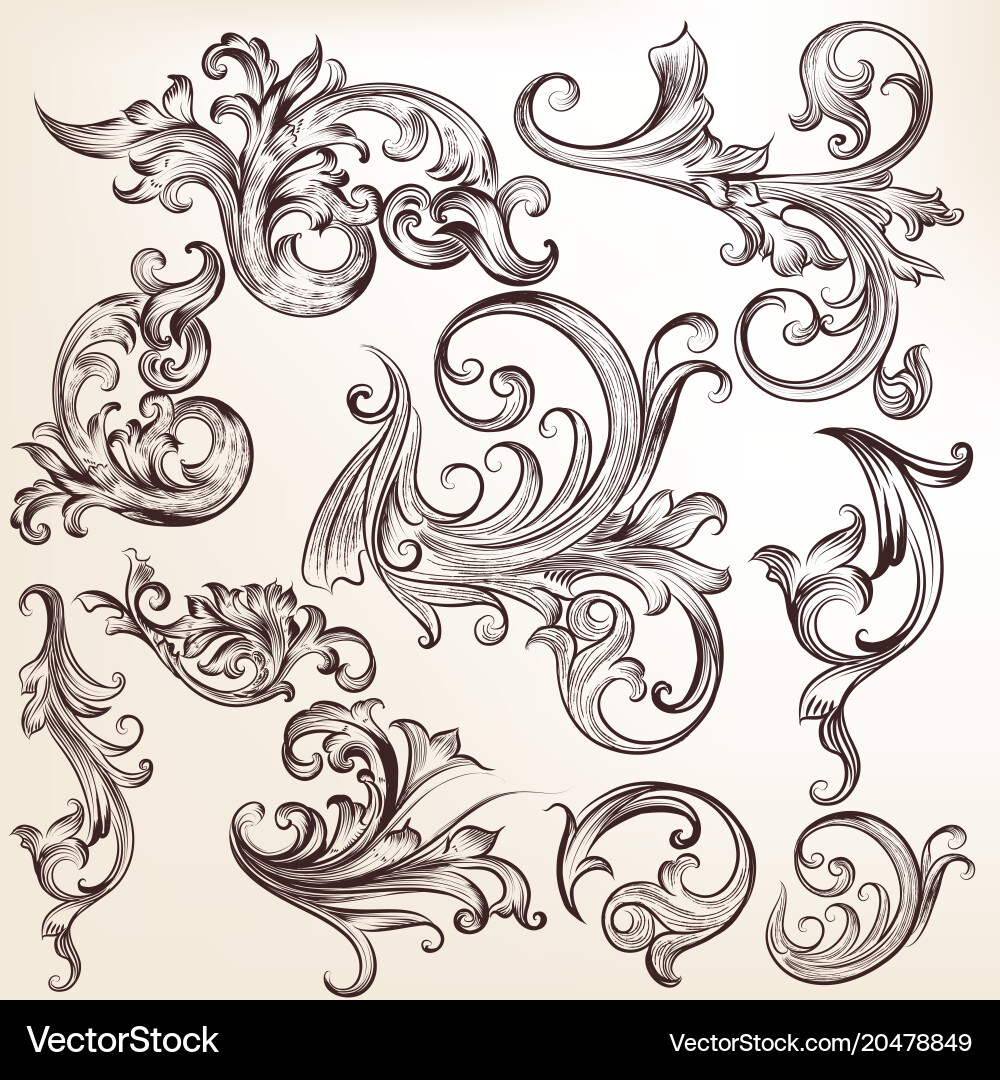 Set of calligraphic elements for design Vector Image