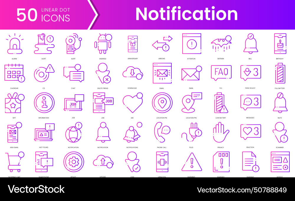 Set of notification icons gradient style icon Set of notification icons gradient style icon vector image