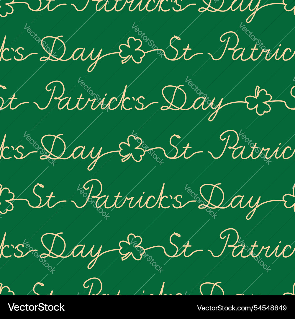 St Patricks Day Clover Pattern Vektorbild