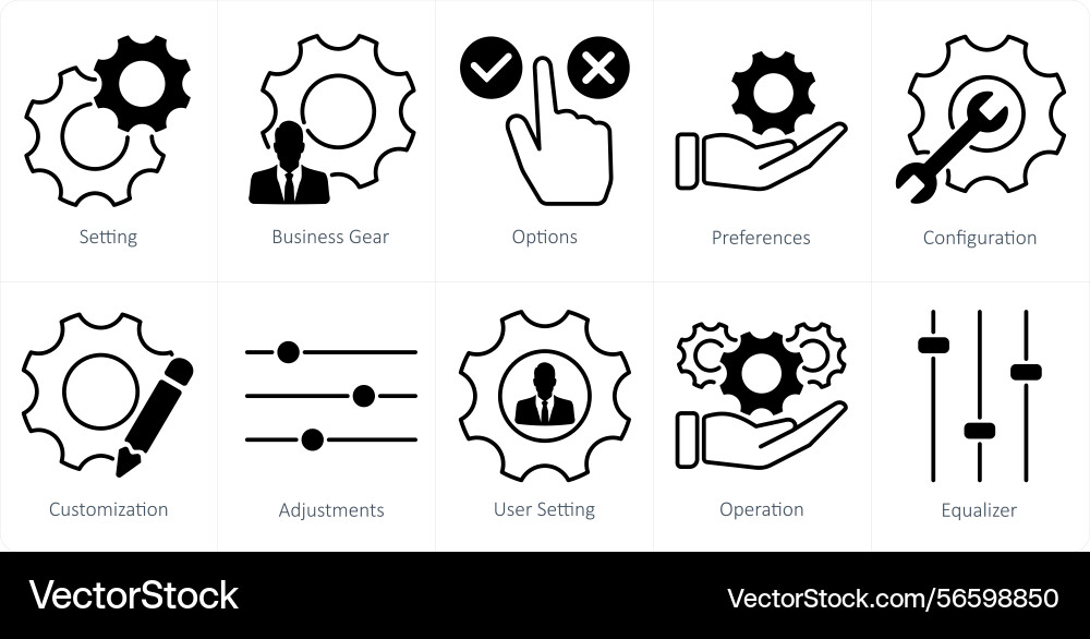 A set of 10 settings and configuration icons vector image