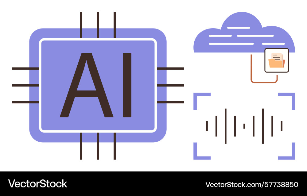 Ai processor chip connecting with cloud storage Ai processor chip connecting with cloud storage vector image