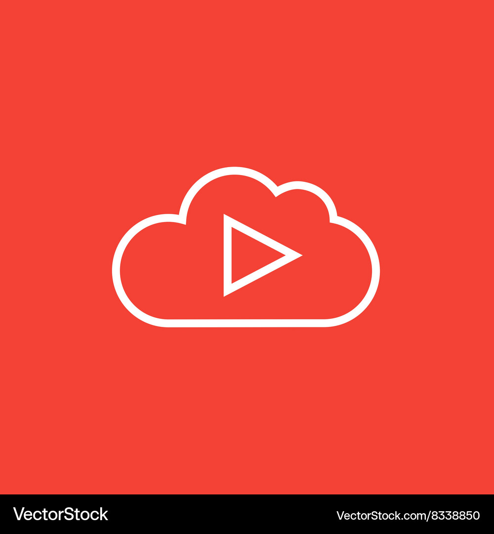 Cloud with play button line icon Vector Image