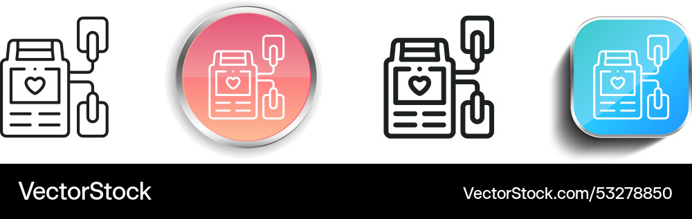Defibrillator icon thin linear regular and button Vector Image