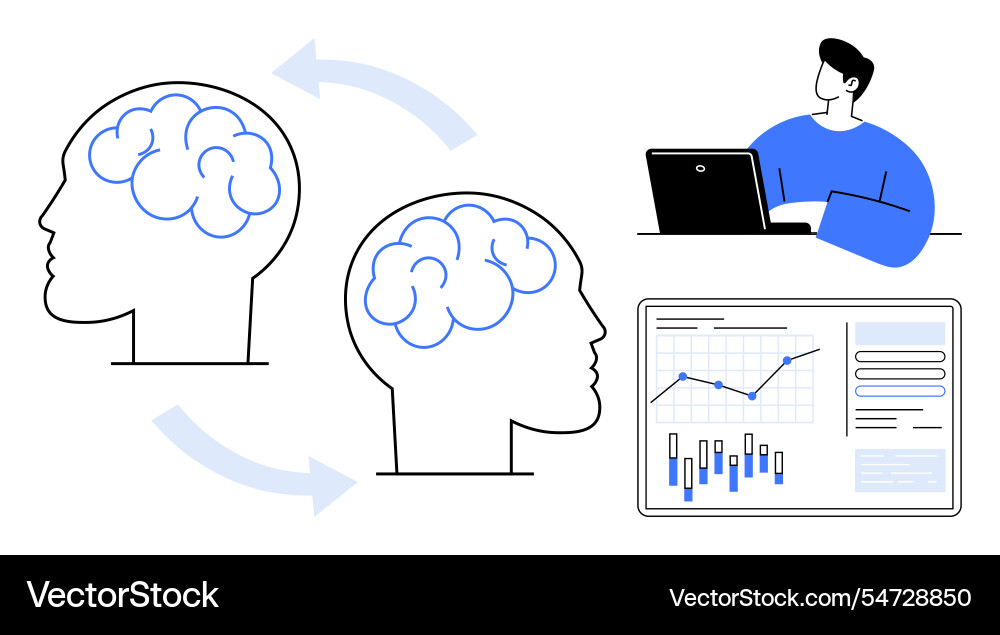 Digital knowledge sharing and data analysis vector image