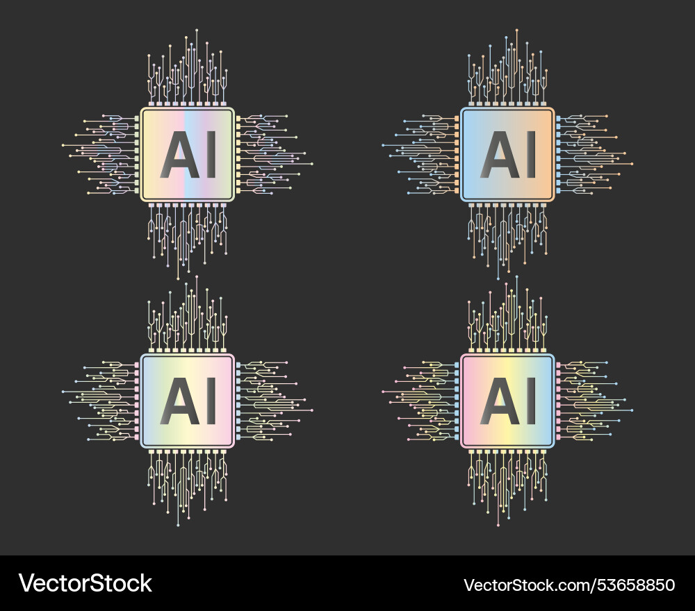 Electronic chip processor ai artificial Electronic chip processor ai artificial vector image