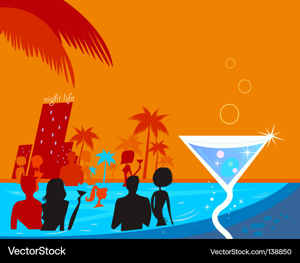 Retro Pool Party Vector Image