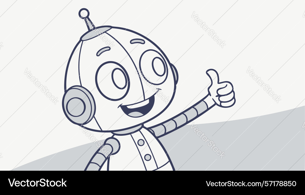 Retro robot character thumbs up design vector image