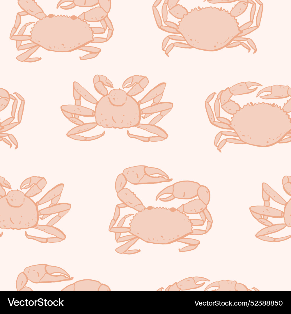 Seamless pattern with crabs in pink colors Seamless pattern with crabs in pink colors vector image