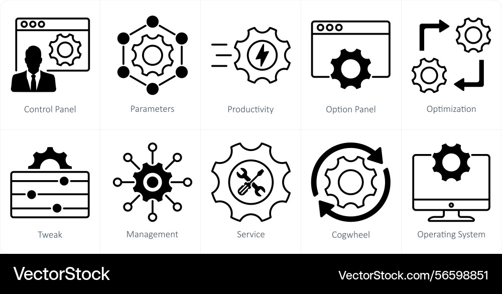 A set of 10 settings and configuration icons vector image