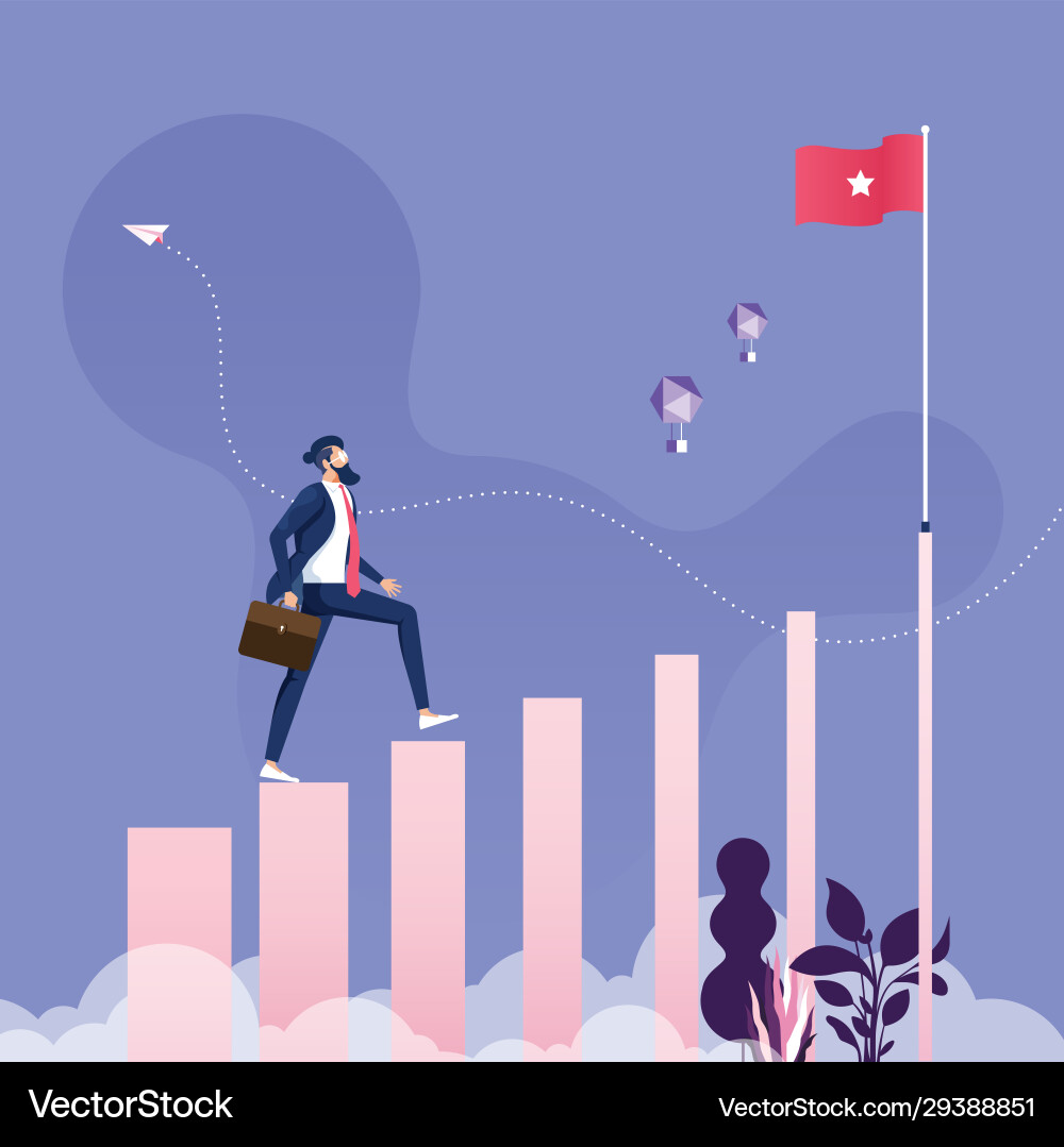 Concept difficulty climbing in hierarchy career vector image