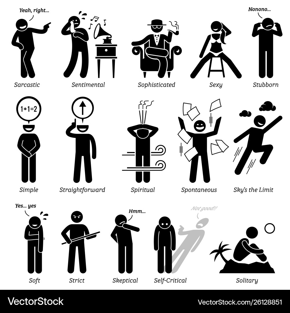 Neutral personalities character traits stick Neutral personalities character traits stick vector image