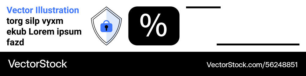 Shield with lock and percentage sign representing Shield with lock and percentage sign representing vector image