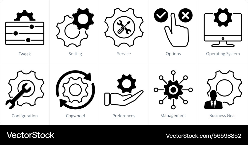 A set of 10 settings and configuration icons Vector Image