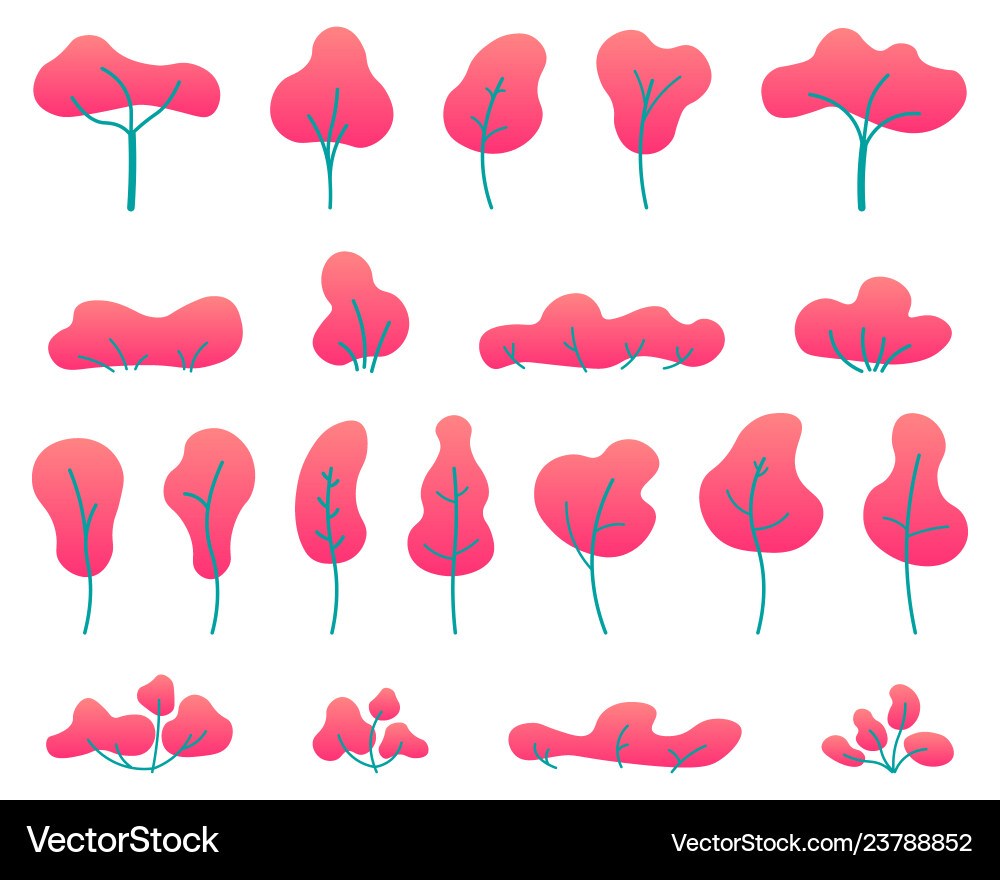 Flat trees set vector image