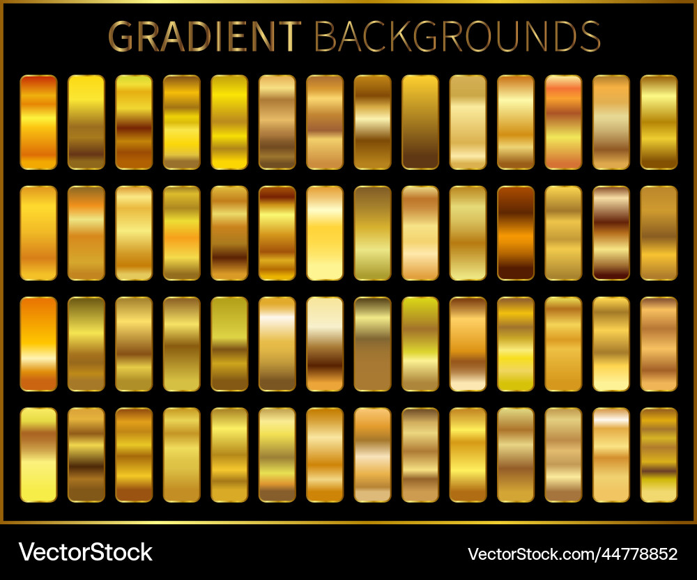 Golden gradient pattern or template set Golden gradient pattern or template set vector image