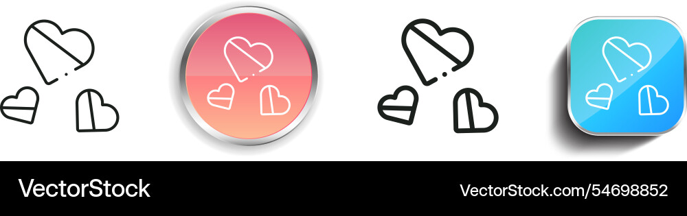 Heart icon thin linear regular and button style vector image