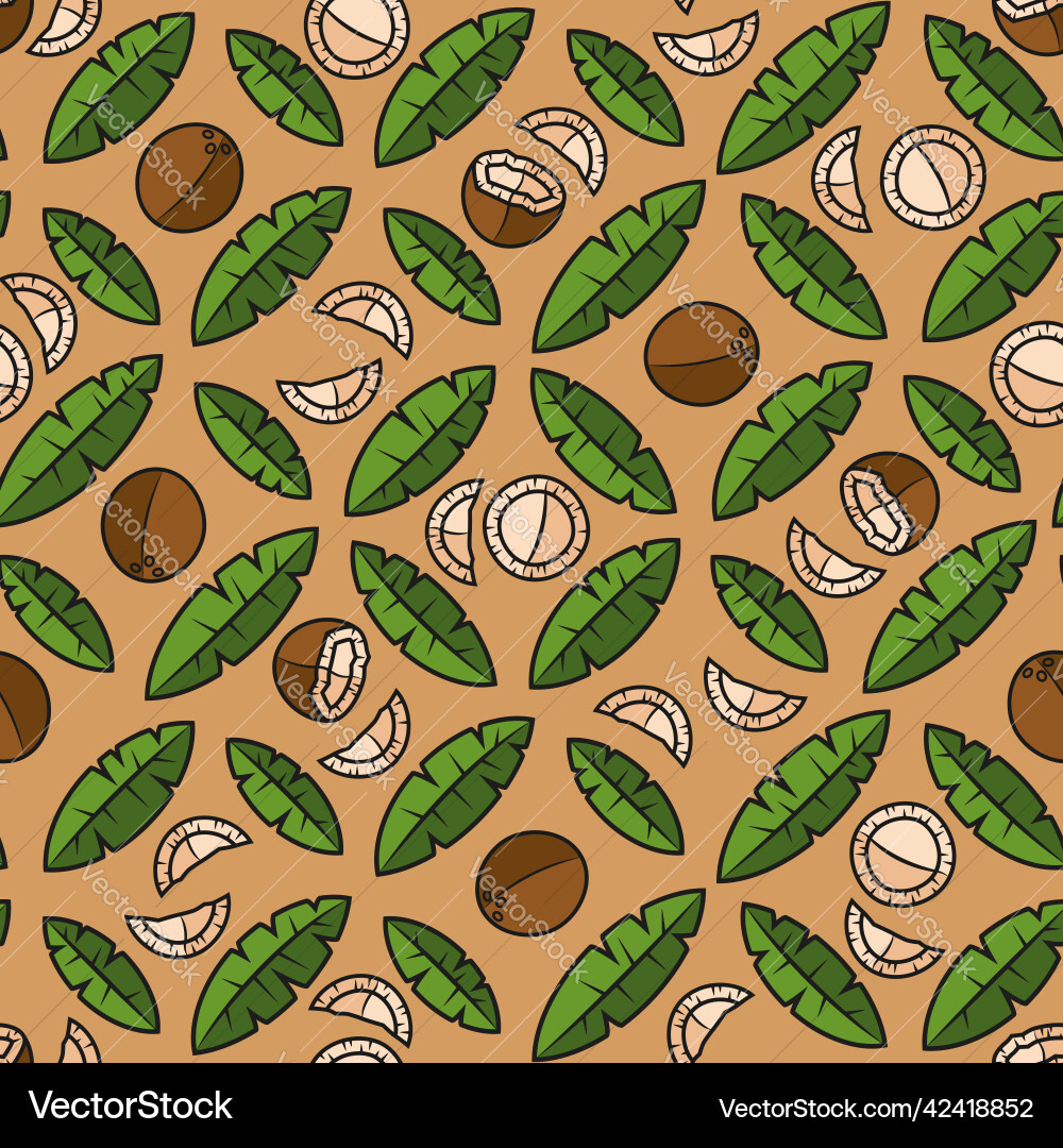 Seamless pattern with palm leaves and coconuts Seamless pattern with palm leaves and coconuts vector image