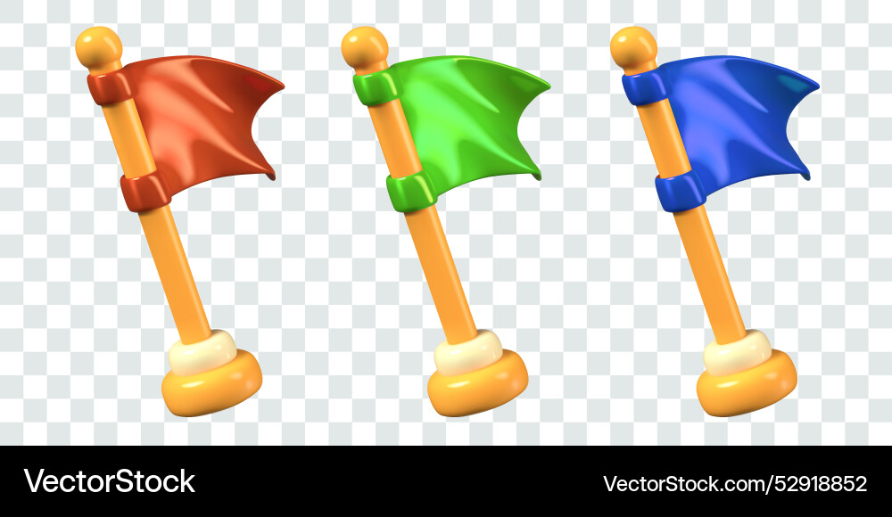 Set of flagpoles with flags different colors Set of flagpoles with flags different colors vector image