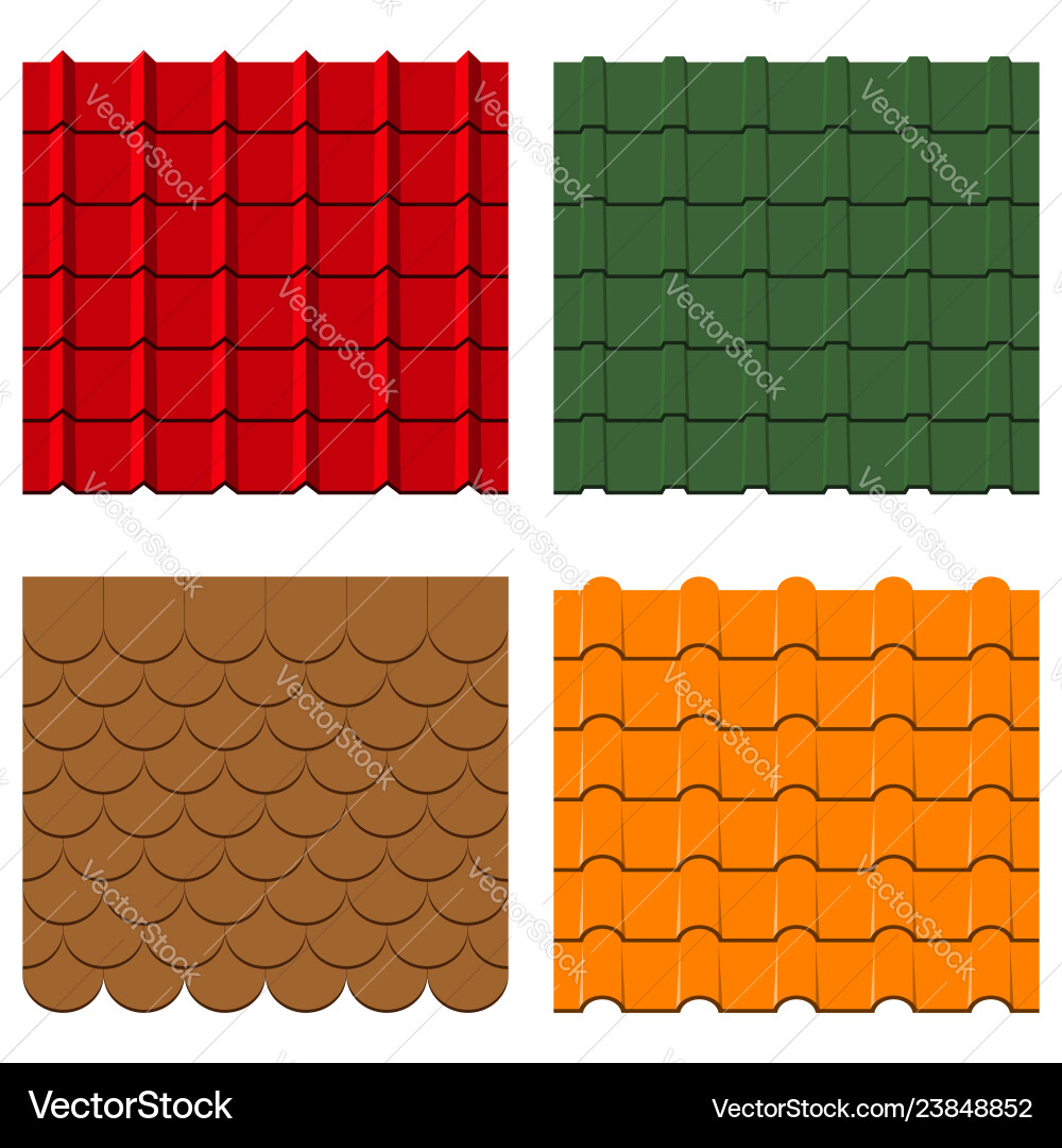 Shingle Roof Tiles Set Vector Image