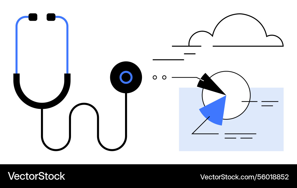 Stethoscope with cloud and data analytics chart Stethoscope with cloud and data analytics chart vector image