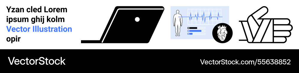 Technology health data monitoring and positive Technology health data monitoring and positive vector image