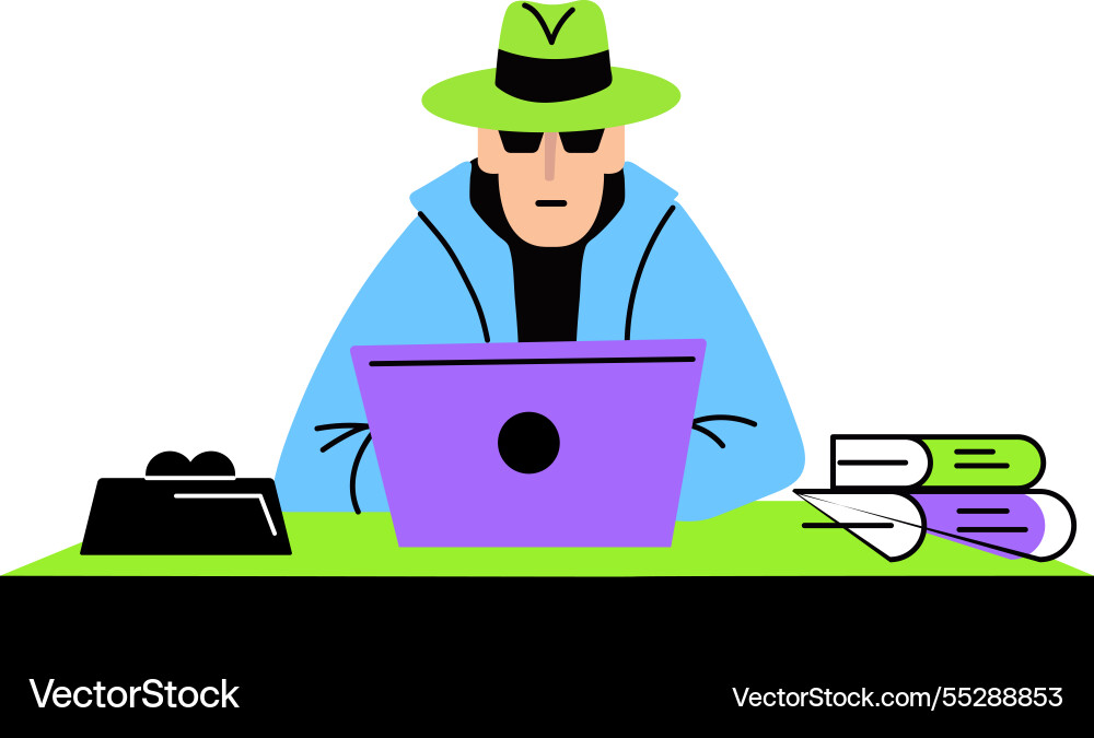 A flat of character working in detect Vector Image