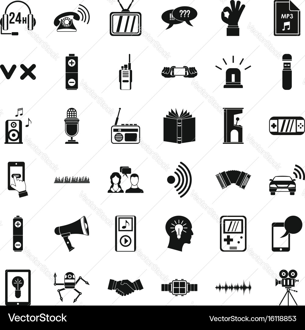 Audio icons set simple style vector image