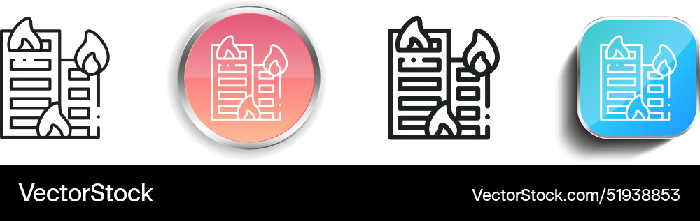 Building on fire icon thin linear regular vector image