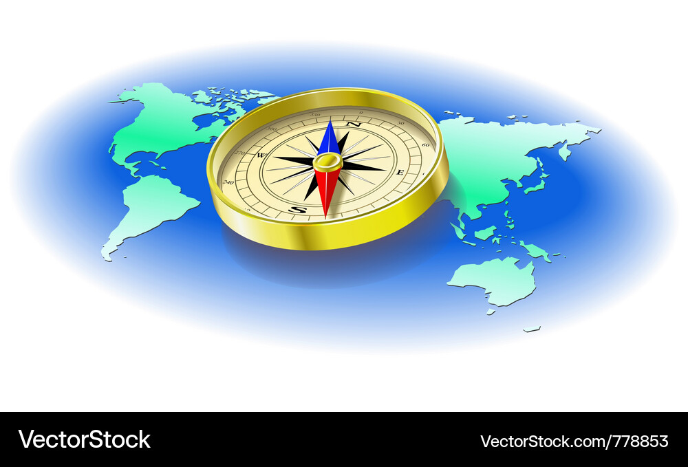Compass and World Map Vector Image
