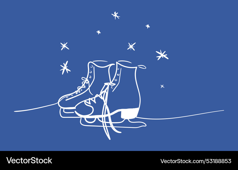 Continuous one line of pair figure ice skates Continuous one line of pair figure ice skates vector image
