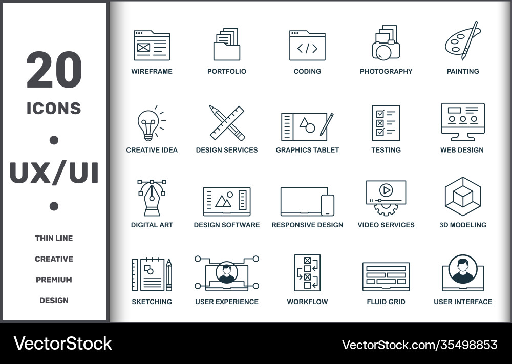 Design ui and ux set icons collection includes Design ui and ux set icons collection includes vector image