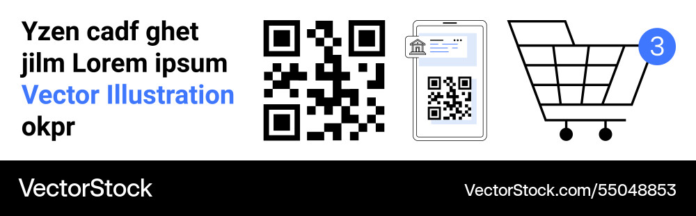 E-commerce concept with qr code mobile scan E-commerce concept with qr code mobile scan vector image