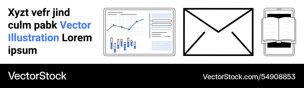 Envelope bar chart and book graphics representing Envelope bar chart and book graphics representing vector image