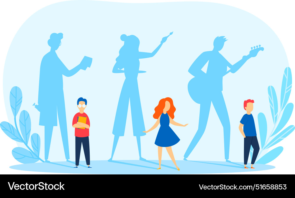 Family silhouette heroes children admiring parents