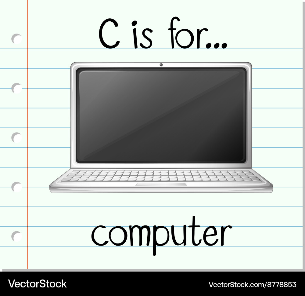 Flashcard letter c is for computer Vector Image
