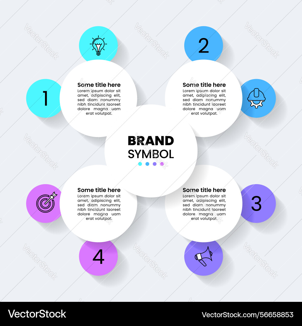 Infographic template 4 bubbles with icons and text Infographic template 4 bubbles with icons and text vector image