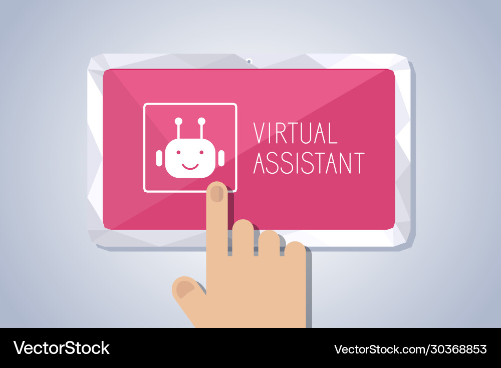 Tablet-Bildschirm mit virtuellem Assistent Tablet-Bildschirm mit virtuellem Assistent vektorbild